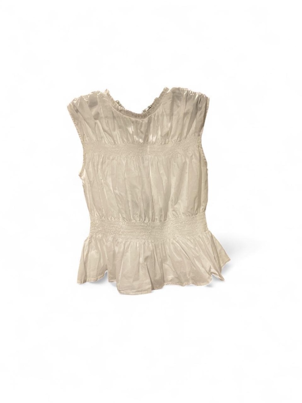 Joe's Jeans White Smocked Peplum Sleeveless Blouse